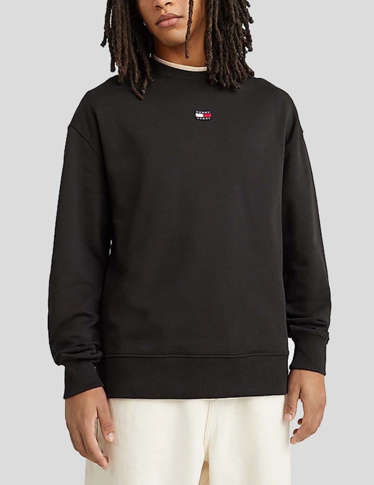 Sudadeira TOMMY JEANS relaxed small badge crew black